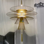 Modern UFO Hanging Lamps Metal LED Chandelier for Ceiling, Luxury Pendant Lights Home Decor