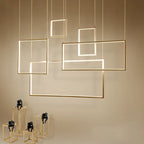 Modern LED Rectangle Pendant Chandelier for Living Room Dining Room Stair Loft Lighting