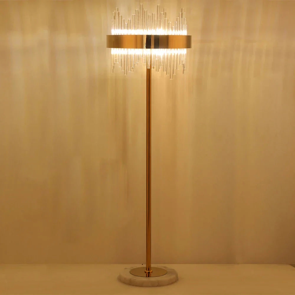 Crystal Gold Floor Lamp for Bedroom & Living Room - Modern Luxury LED Light