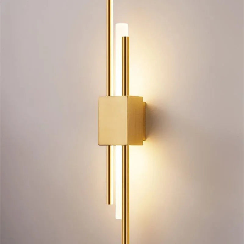 Art Deco Gold LED Wall Sconce with Marble Accent - Modern Bedroom & Living Room Lighting