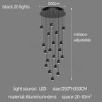 Metal Globe Lens Chandelier for Living Room Kitchen Bedroom Staircase