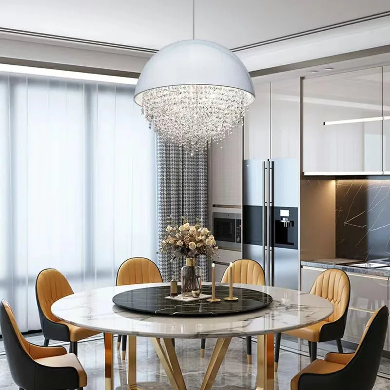 Crystal Tassel Iron Chandelier: Luxury LED Hanging Lamp for Living Room & Restaurant