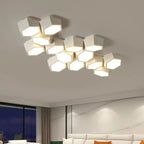 Hexagon LED Ceiling Lights, Smart Control Dimmable Chandelier for Living Room & Bedroom