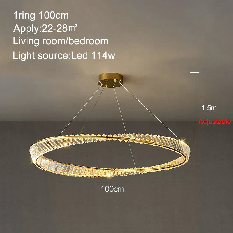 LED Crystal Chandelier Dimmable Luxe Halo Alloy Fixture