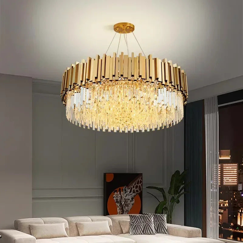 Crystal Ceiling Chandelier: Luxury Round LED Light for Living Room, Artistic Home Decor