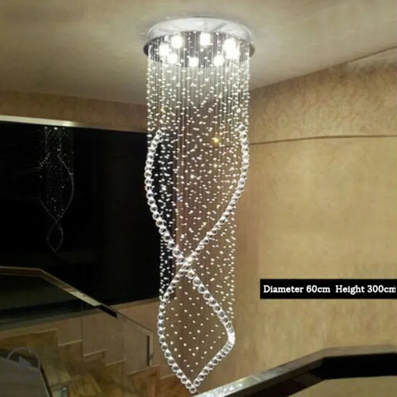Modern Crystal Chandelier LED Pendant Light for Duplex Stairs Hall Dining Room