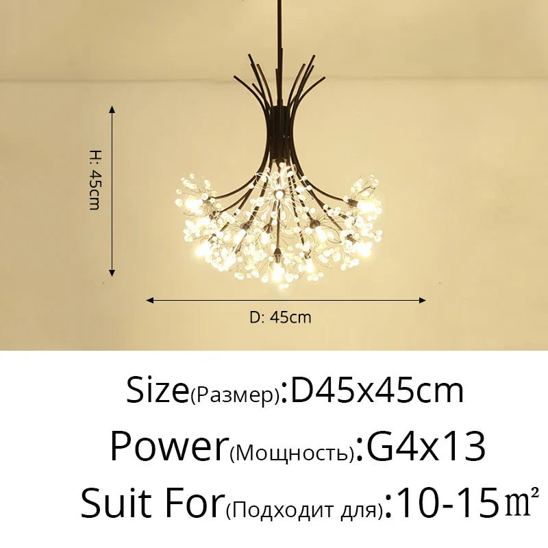 Dandelion Flower Chandelier: Modern LED Living Room Bedroom Indoor Decor Bouquet Lamps