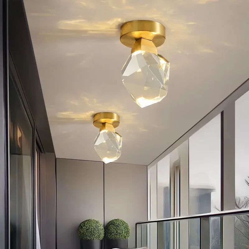 Crystal Entrance Ceiling Lamp: Modern Minimalist LED Balcony Light