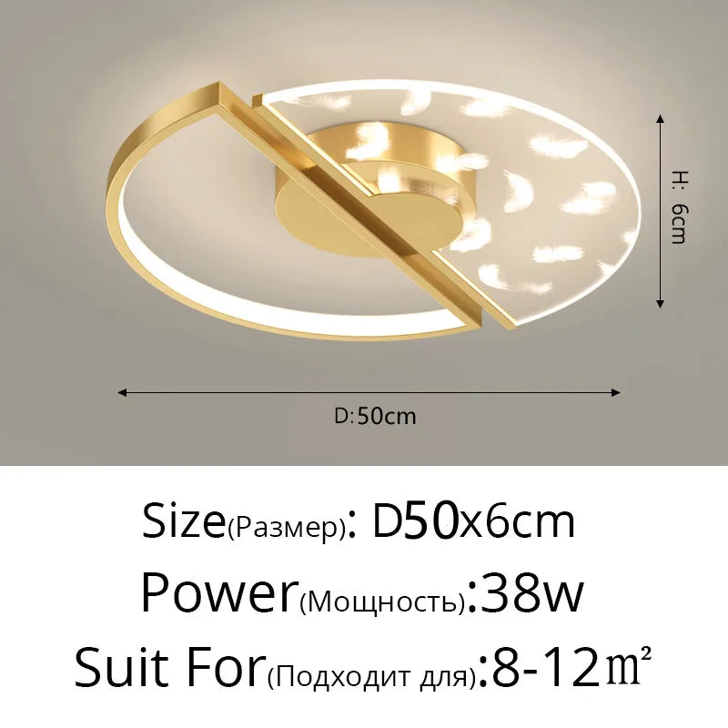 Luxury LED Feather Ceiling Light: Modern Dimmable Fixture for Bedroom & Living Room