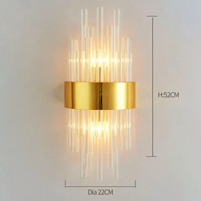 Crystal Wall Lamp: Elegant Golden LED Sconce for Bedroom, Living Room & Bathroom