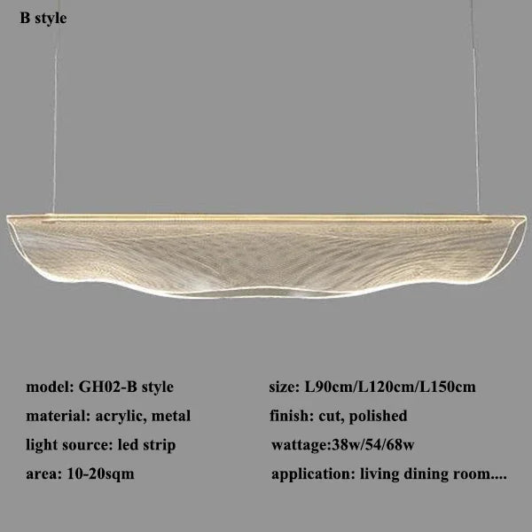 Modern Arc Acrylic LED Pendant Light Chandelier for Living Dining Room