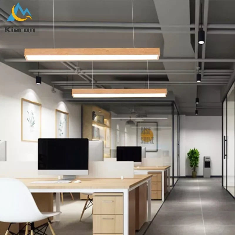 Wood-colored LED Chandelier: Nordic Modern Iron Art Pendant Lamps for Home Decor