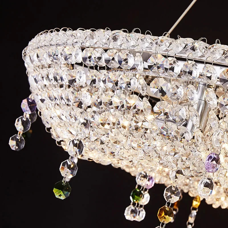 Oval LED Crystal Chandelier for Modern Living Dining Room Decor
