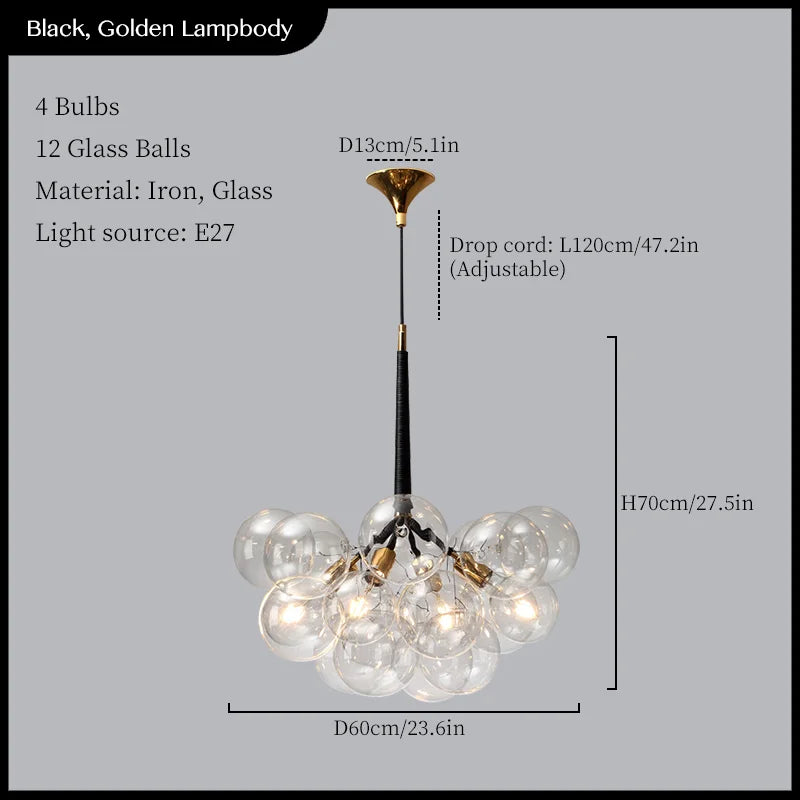 Glass Balls Ceiling Pendant Lights Minimalist Living Room Chandelier Shop Bar Decor