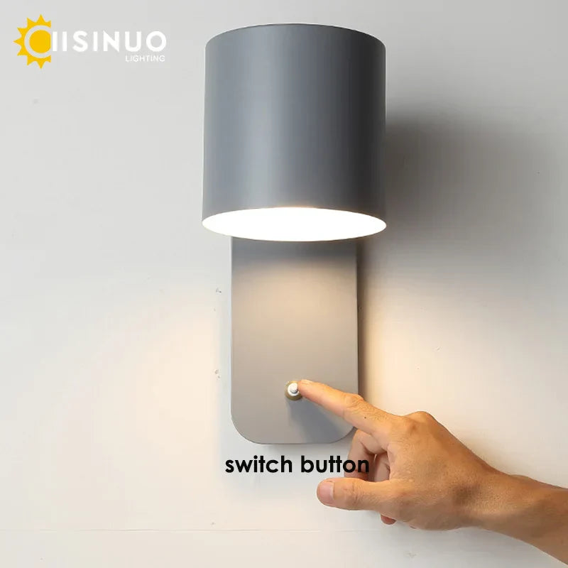 Rotatable Nordic Bedside Wall Lamp with Switch | Adjustable Light for Home Decor & Reading
