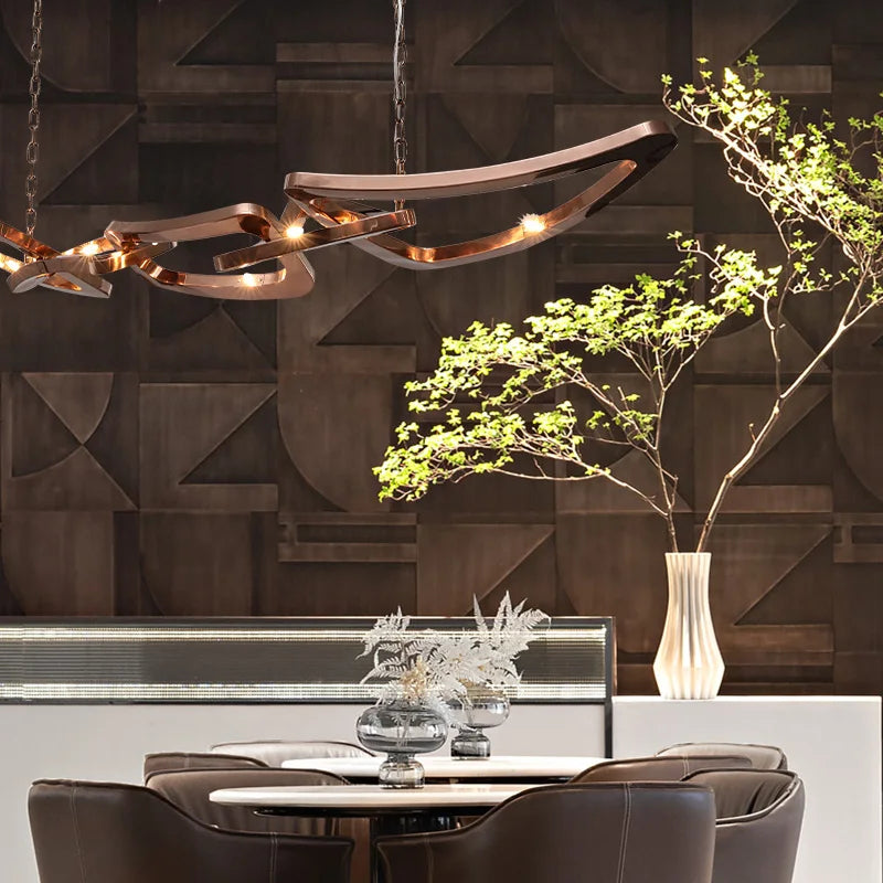 Stainless Steel Bar Chandeliers Light Luxury Designer Lamps