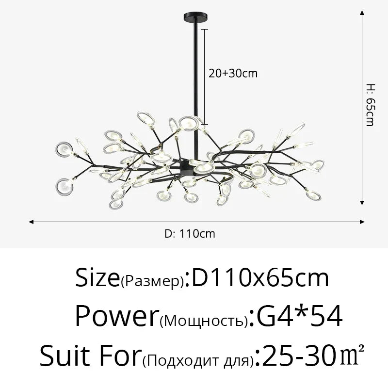 Branch Shape Firefly Ceiling Chandelier G4 Led Lighting Indoor Hanging Lamp