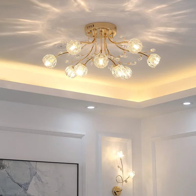 Crystal Ceiling Light for Modern Light Luxury Living Spaces by Samsarah Lighting