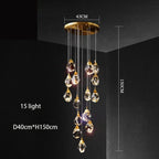 Diamond Crystal Chandelier: Luxury Gold LED Lighting for Staircase & Living Room