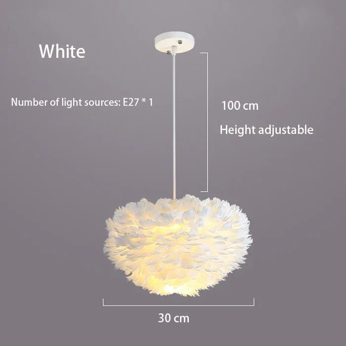 Nordic Feather Chandelier: Warm, Romantic LED Pendant Lamps for Girl Room and Clothes Shop
