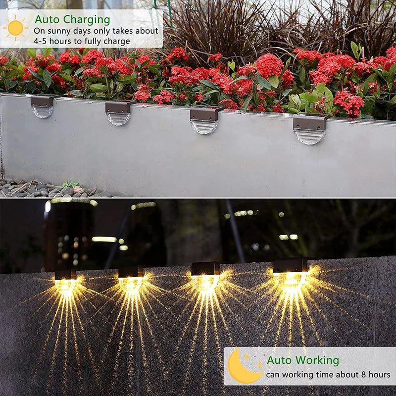 Solar Fence Lights: Waterproof Outdoor Deck Pathway Stairs Lighting for Yard & Patio