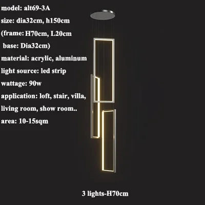 Modern LED Aluminum Pendant Chandelier for Living Room Staircase LOFT