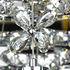 Crystal Petal Ceiling Chandelier: Modern Round Chrome Hanging Light for Home Decor