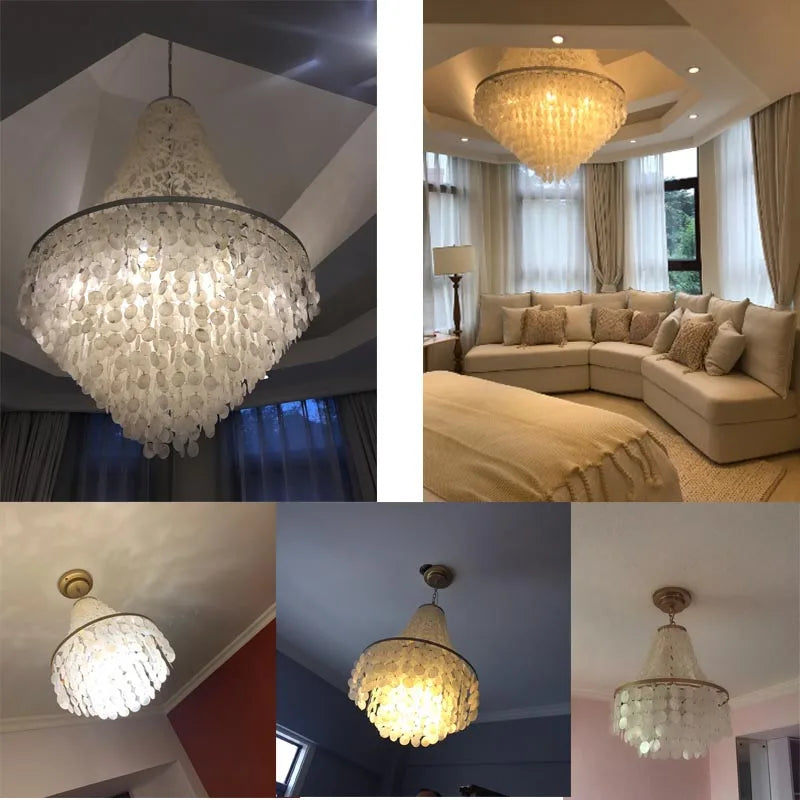 Modern Luxury Shell LED Ceiling Chandelier for Home Decor - Villa, Living Room, Staircase