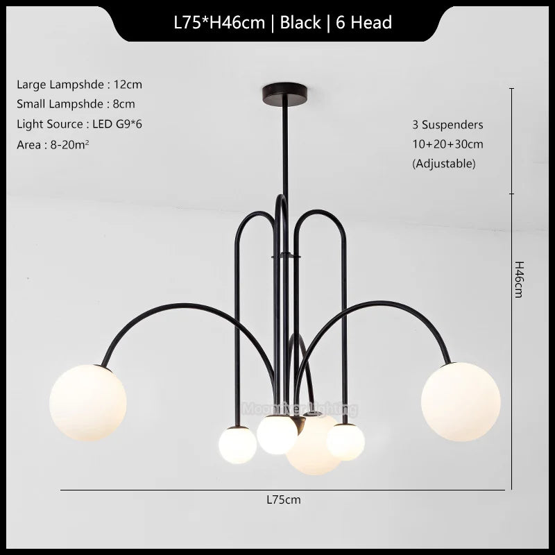 Modern Iron Glass Pendant Chandelier for Home Décor