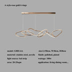 Rose Gold LED Chandeliers: Modern Rings Lighting for Living, Dining, Kitchen - Luminaire