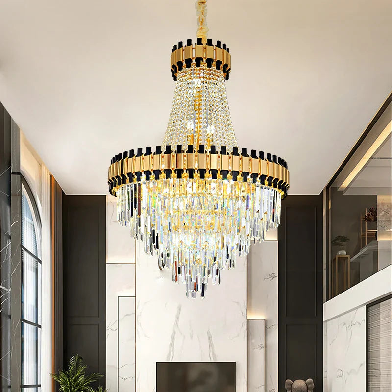 Crystal Chandelier for Duplex Villa Living Room with Intelligent Dimming