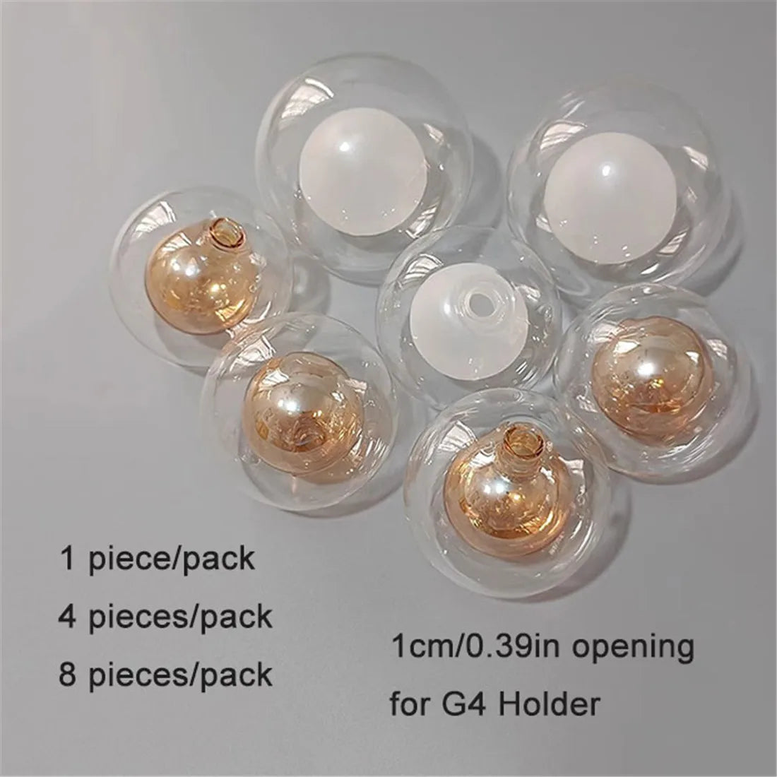 1/4/8pcs Pack 1cm Opening G4 Glass Shade Replacement Globes for Chandelier