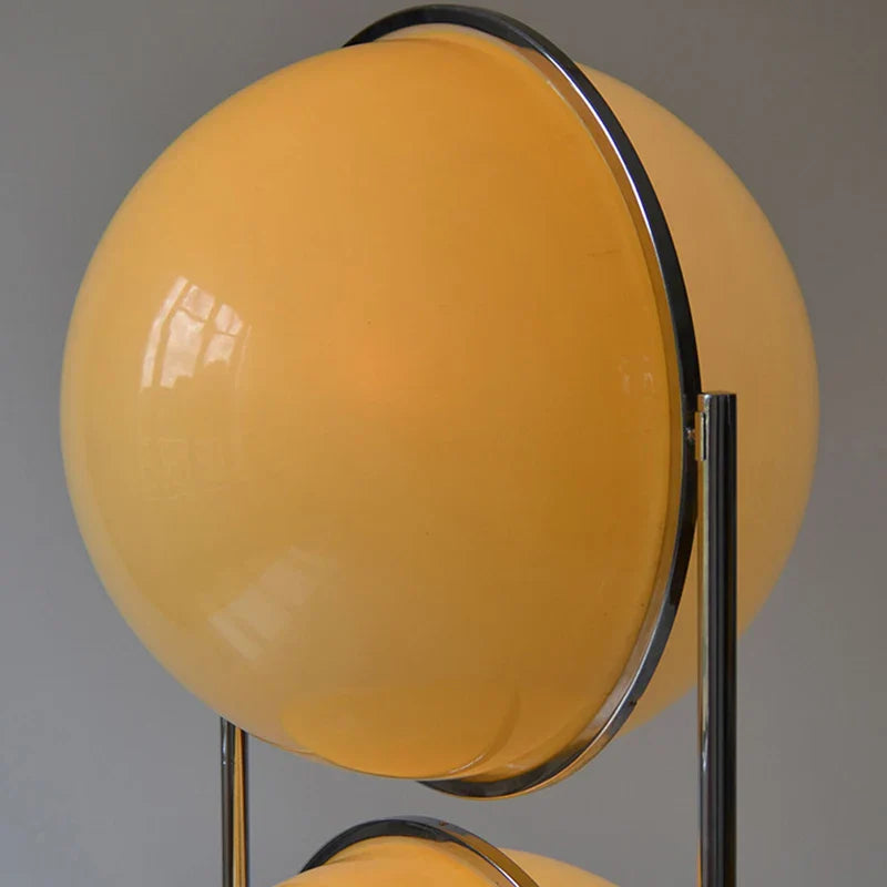 Chrome Metal LED Floor Lamp with White Acrylic Ball Light for Home Decoration