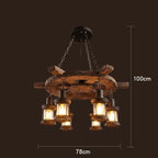 Retro Wood E27 LED Ceiling Chandelier: Antique Industrial Bar Pendant Lights for Vintage Ambiance