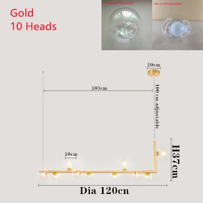 Double Glass Lampshade Chandelier with LED Suspension – Stylish Ceiling Fixture for Dining Room