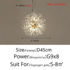 Modern Crystal LED Dandelion Chandelier for Home Living Room Dining Hall Decor