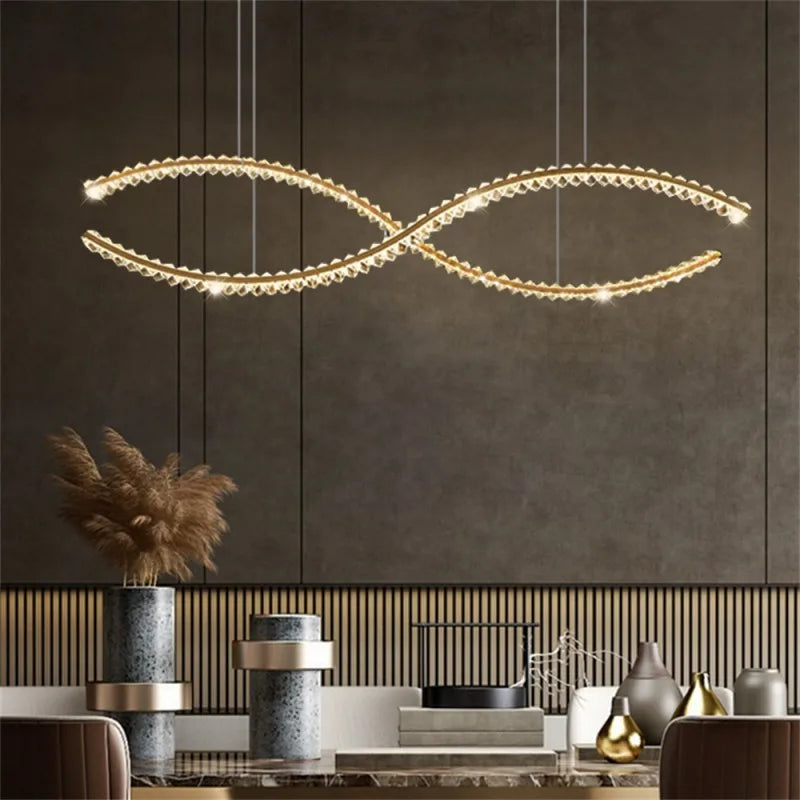 Crystal LED Pendant: Modern Minimalist Chandelier for Home Dining Living Room Decor