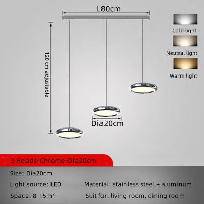 Circular Dining Pendant Chandelier LED Light for Kitchen, Living Room & Bedroom