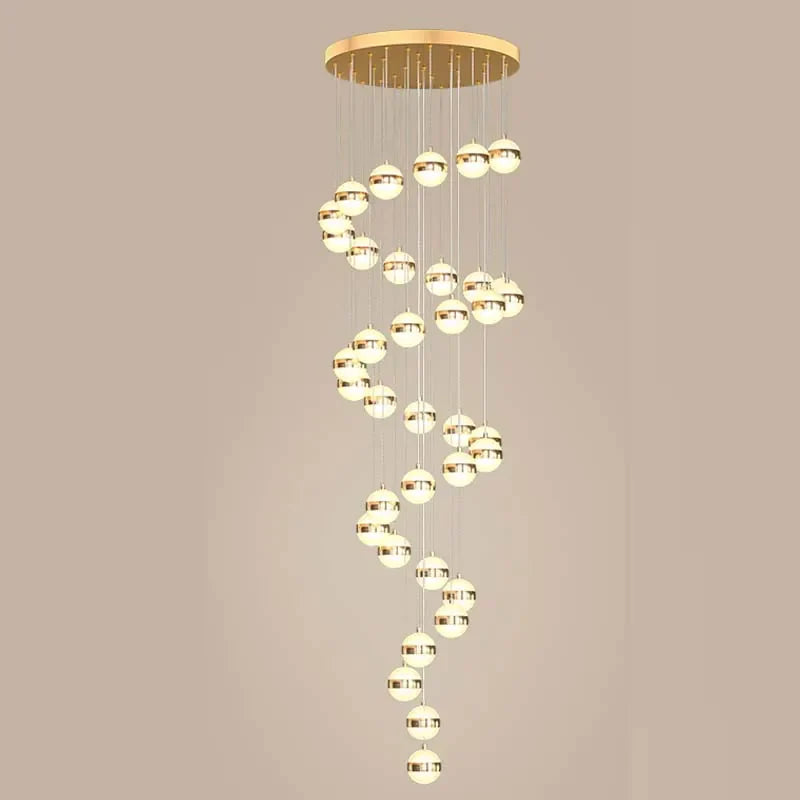 Gold Acrylic Chandelier - Modern Staircase LED Lighting