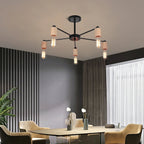 Industrial Rod Iron Wood Sputnik Chandelier Ceiling Lamp LED E27 Home Lighting
