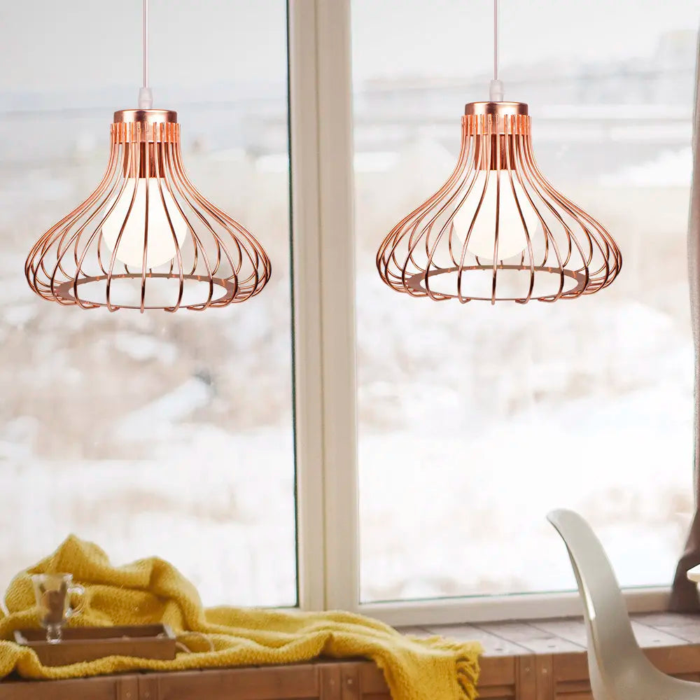 Industrial Cage LED Pendant Light for Modern Vintage Chandelier in Living Room