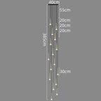 Crystal LED Chandelier: Luxury Pendant Light, Staircase Suspension Luminaire, Indoor Hanging Lamps