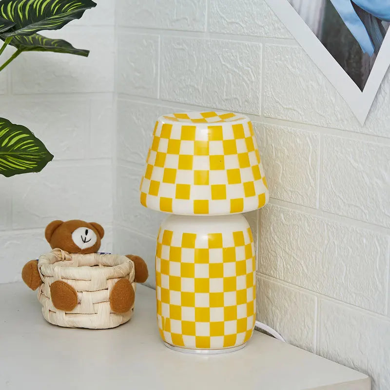 Apollo Mushroom Glass Table Lamp - White Glass Bedside Night Light