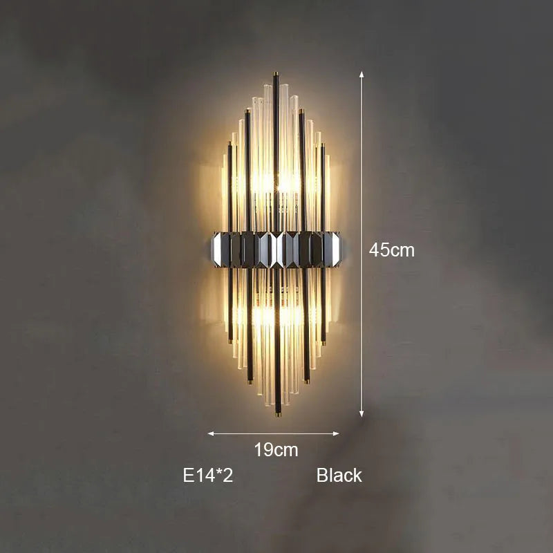 Crystal Strip LED Wall Lamp for Living Room, Bedroom, Study, Balcony Lighting