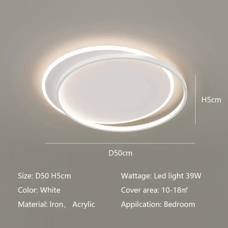 Modern Round LED Ceiling Lamp for Bedroom, Living Room, Study - Dimmable Circle Light Fixtures