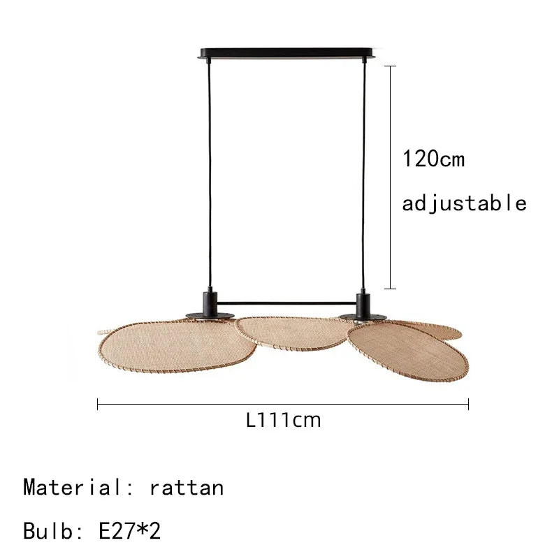 Petal Rattan Wicker Chandelier for Tea House Dining Room