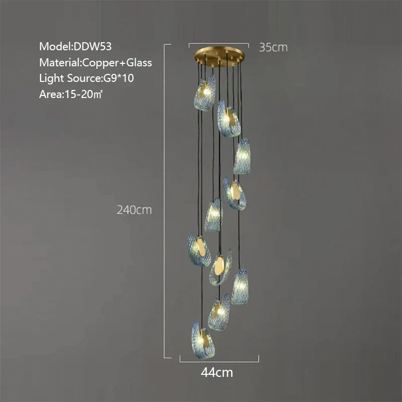 Peacock Leaf Copper Ceiling Chandelier: Modern LED Art Deco Blue 2024 Lustre