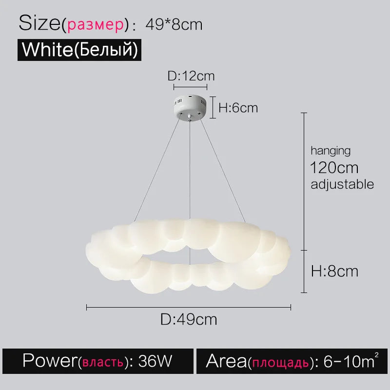 Nordic Cream Bubble Pendant Lamp for Modern Living Room Decor