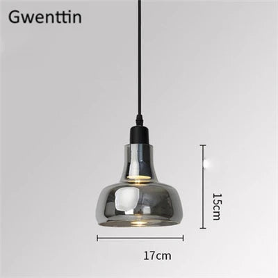 Smoky Gray Glass Pendant Light Retro Loft Industrial Hanging Lamp for Living Room Bedroom by Afralia™.
