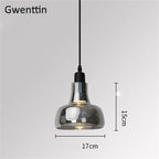 Smoky Gray Glass Pendant Light Retro Loft Industrial Hanging Lamp for Living Room Bedroom by Afralia™.